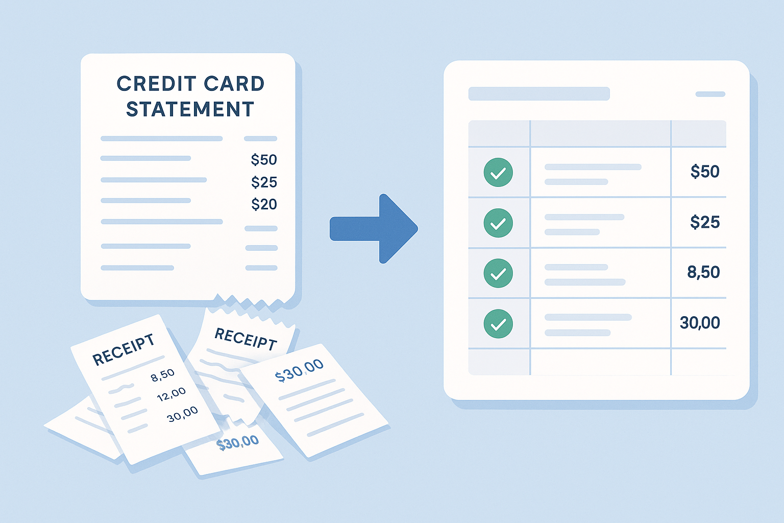 Receipt reconciliation preview