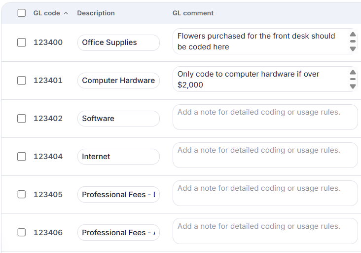 GL business rules preview showing coding logic prepared for review.